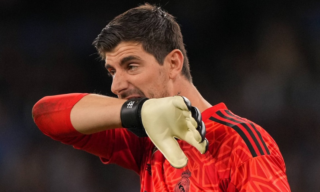 Goalkeeper Thibaut Courtois of Real Madrid during the UEFA Champions League semi final 2nd leg match between Manchester