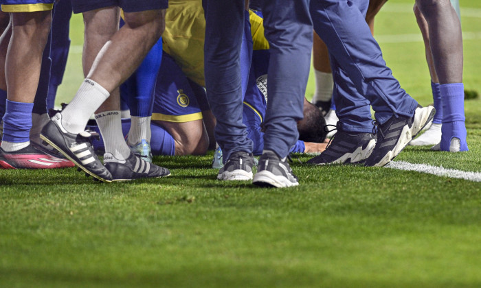 Cristiano Ronaldo prostrates after scoring goal