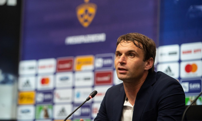 Maribor, Slovenia. 29th July, 2021. Milos Milojevic, head coach of Hammarby speaks at a press conference after the UEFA Europa Conference League Second Qualifying round, Second Leg match between NK Maribor and Hammarby IF at Stadium Ljudski vrt in Maribor