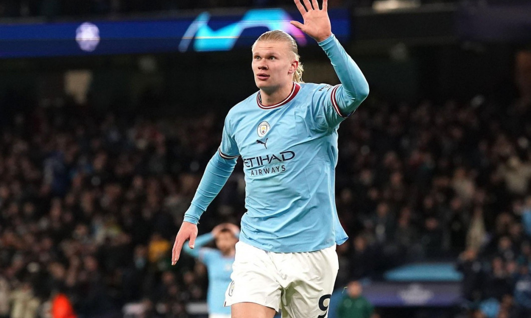 File photo dated 14-03-2023 of Manchester City's Erling Haaland celebrating scoring their side's sixth goal of the game and his fifth goal. The Norwegian has added a ruthlessness to City, a killer instinct to a side that can still pass you to death if the