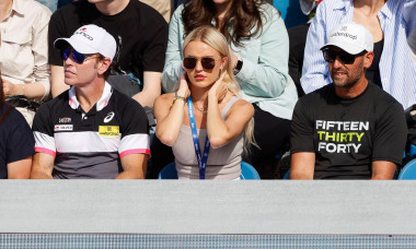 Taylor Fritz Freundin Morgan Riddle in der Spielerloge *** Taylor Fritz girlfriend Morgan Riddle in the players box Copy