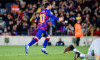 BARCELONA - MAR 7: Lionel Messi celebrates a goal at the La Liga match between FC Barcelona and Real Sociedad de Futbol at the Camp Nou Stadium on Mar
