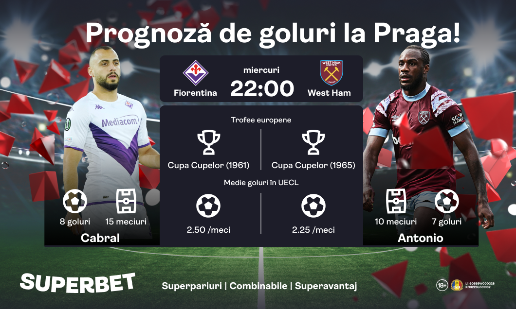 (P) Super finală la Praga: Fiorentina și West Ham se luptă pentru trofeul Conference League!