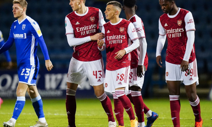 Gillingham v Arsenal U21, Papa John's Trophy, Group Stage, Football, Priestfield Stadium, Gillingham, UK - 10 Nov 2020