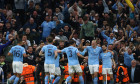 Manchester, England, 17th May 2023. Bernardo Silva of Manchester City celebrates scoring their second goal with Erling H