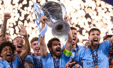 Manchester City FC v FC Internazionale - UEFA Champions League Ă„Â°lkay Gundogan of Manchester City FC lifts the trophy at