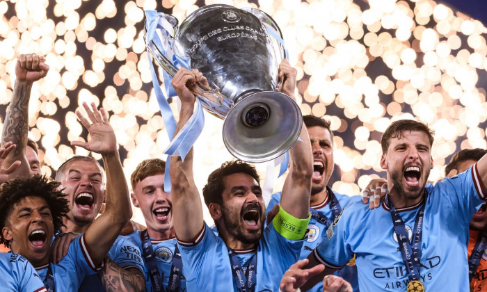 Manchester City FC v FC Internazionale - UEFA Champions League Ă„Â°lkay Gundogan of Manchester City FC lifts the trophy at