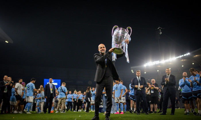 Istanbul, Turkey. 10th Jun 2023. Trainer Pep Guardiola (City) mit Pokal Manchester City - Inter Mailand UEFA Champions L