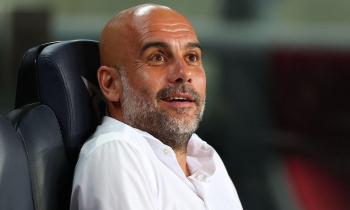 Barcelona, Spain. 24th Aug, 2022. Pep Guardiola of Manchester City during the benefic friendly match to raise funds for ELA between FC Barcelona and Manchester City at Spotify Camp Nou in Barcelona, Spain. Credit: DAX Images/Alamy Live News