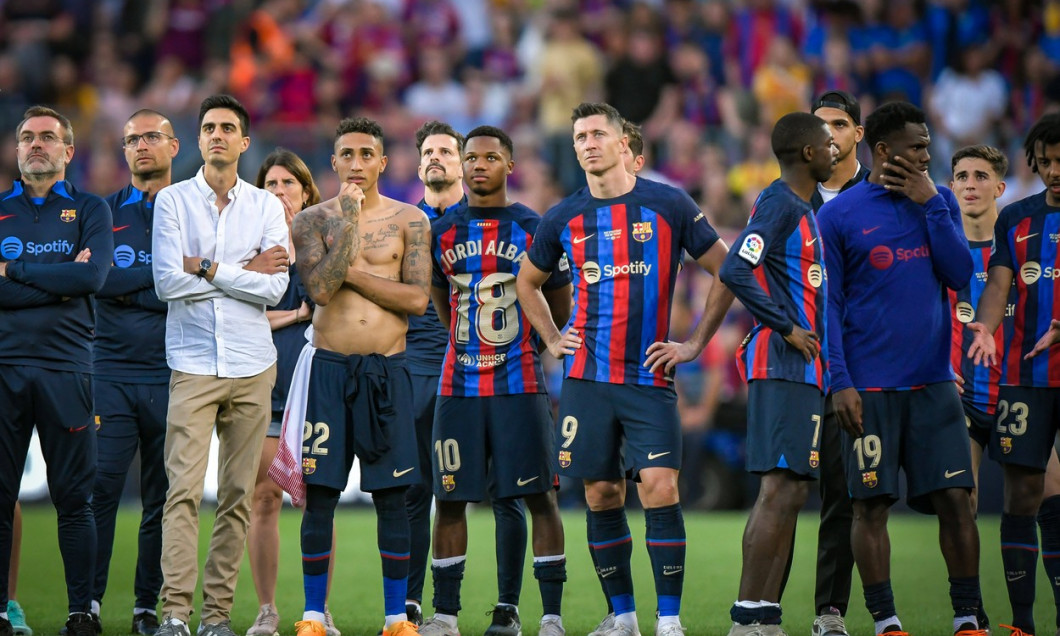 Raphinha FC Barcelona, Barca , Ansu Fati (FC Barcelona), and Robert Lewandowski (FC Barcelona) during a La Liga Santande