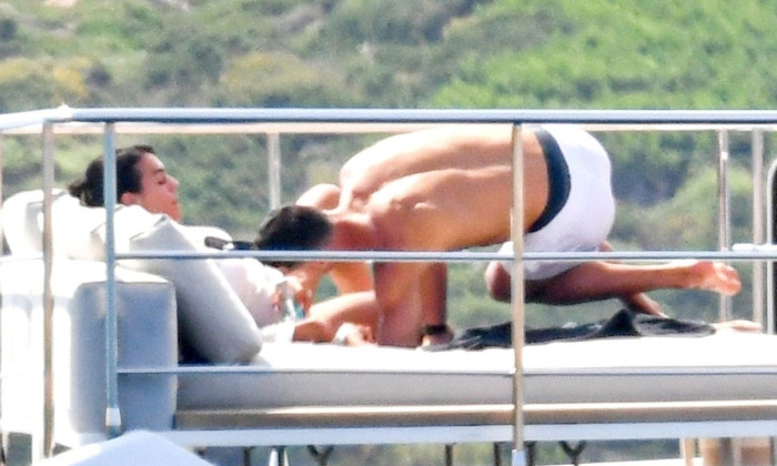 *EXCLUSIVE* Portuguese football star Cristiano Ronaldo enjoys family time aboard a yacht in Sardinia