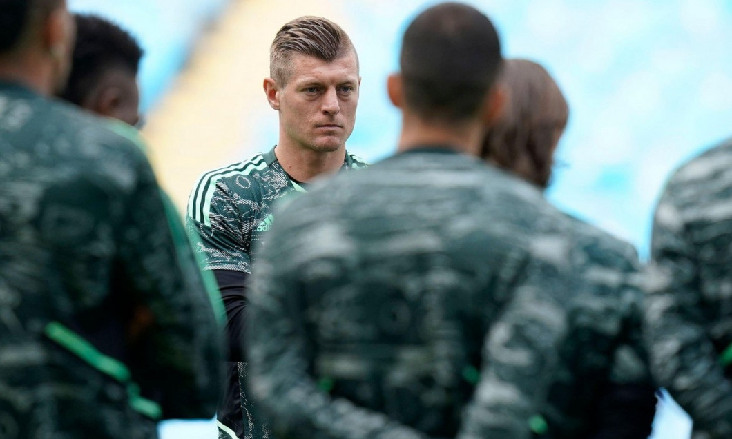 Manchester. UK, 8th May 2023. Toni Kroos of Real Madrid attends a training session at the Etihad Stadium, Manchester. Picture date: 8th May 2023. Picture credit should read: Andrew Yates/Sportimage Credit: Sportimage Ltd/Alamy Live News