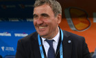 Gheorghe Hagi se amuza inaintea meciului de fotbal dintre Universitatea Craiova si Farul Constanta, contand pentru Play-