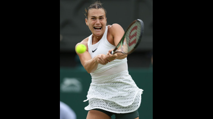 Aryna Sabalenka , în timpul meciului cu Ons Jabeur de la Wimbledon / Foto: Profimedia