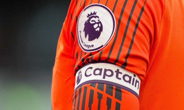 London, UK. 12th May, 2019. Captains armband &amp; PL badge on Goalkeeper Hugo Lloris of Spurs shirt during the final Premier League match of the season between Tottenham Hotspur and Everton at Tottenham Hotspur Stadium, White Hart Lane, London, England on 12