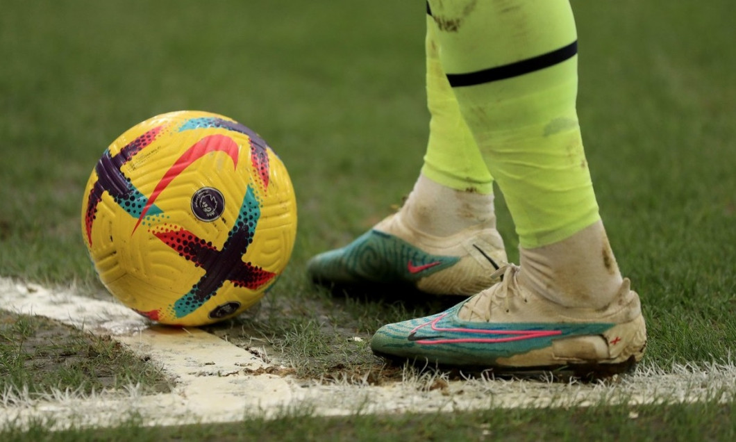 A close up of the ball and Manchester City's Phil Foden's before he takes a corner during the Premier League match at the City Ground, Nottingham. Picture date: Saturday February 18, 2023.