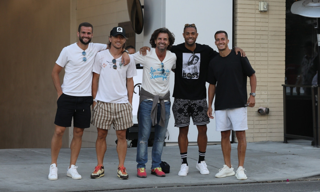 *EXCLUSIVE* Real Madrid stars Lucas Vázquez, Luka Modric and others grab dinner at Il Pastaio