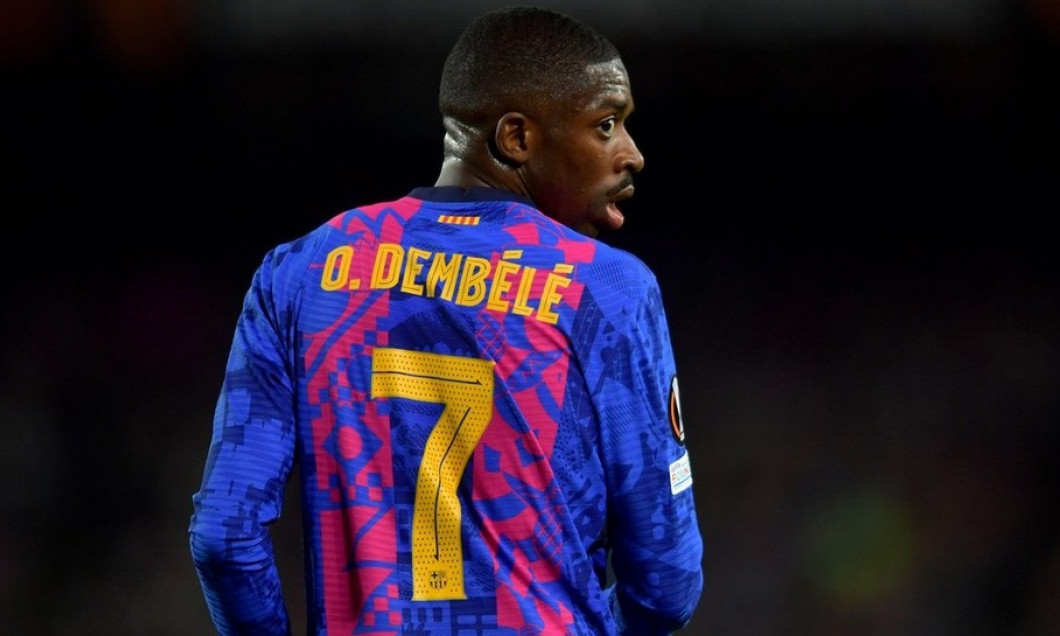 Barcelona,Spain.10 March,2022. Ousmane Dembele (7) of FC Barcelona during the Europa League match between FC Barcelona and Galatasaray SK at Camp Nou Stadium. Credit: rosdemora/Alamy Live News