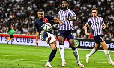 Kylian Mbappe (psg) FOOTBALL : Toulouse vs PSG 2eme Journee du Championnat de France de Ligue 1 UBEREATS - Toulouse - 19