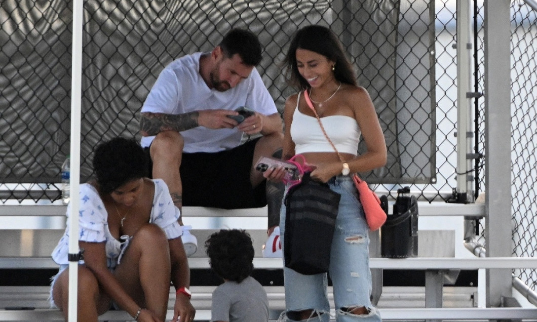 *EXCLUSIVE* Lionel Messi is seen with wife Antonella who has been going viral after his games! Fans can't get enough of the Argentinian stunner! **Web Must Call For Pricing**