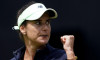 Romania's Sorana Cirstea celebrates victory over Serbia's Aleksandra Krunic (not pictured) on day five of the Rothesay Classic Birmingham at Edgbaston Priory Club. Picture date: Wednesday June 15, 2022.