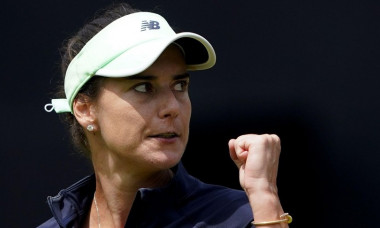 Romania's Sorana Cirstea celebrates victory over Serbia's Aleksandra Krunic (not pictured) on day five of the Rothesay Classic Birmingham at Edgbaston Priory Club. Picture date: Wednesday June 15, 2022.
