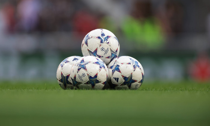 Milan, Italy, 19th September 2023. Adidas UEFA Champions League Official matchballs during the warm up prior to the UEFA