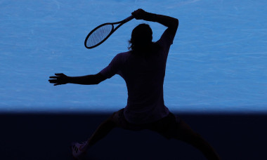 Melbourne, Australia. 27th Jan, 2023. Stefanos Tsitsipas of Greece in action against Karen Khachanov during the Semi Final match, Day 12 at the Australian Open Tennis 2023 at Rod Laver Arena, Melbourne, Australia on 27 January 2023. Photo by Peter Dovgan.