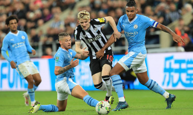 Newcastle United FC v Manchester City FC Newcastle United midfielder Anthony Gordon (10) battles with Manchester City mi