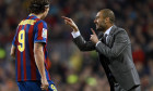 29.11.2009, Primera Divisi n, FC Barcelona - Real Madrid v.l. Zlatan Ibrahimovic, Pep Guardiola (Beide Barcelona)