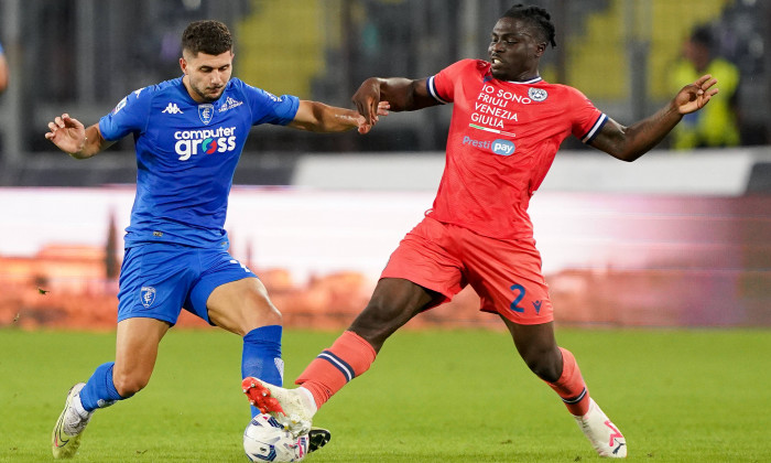 Empoli FC v Udinese Calcio - Serie A TIM Razvan Marin of Empoli FC and Festy Ebosele of Udinese Calcio compete for the b