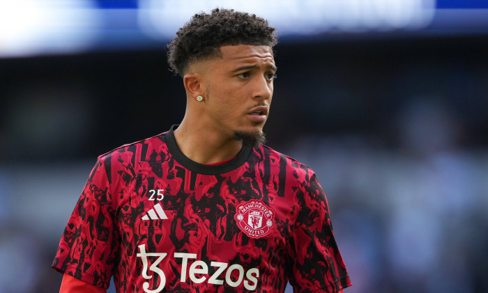 Jadon Sancho of Man Utd pre match during the Premier League match between Tottenham Hotspur and Manchester United, ManU