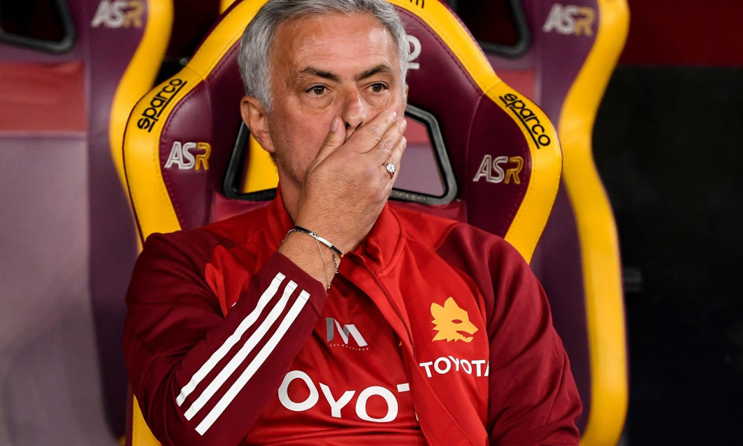 Rome, Italy. 01st Oct, 2023. Jose Mourinho coach of AS Roma reacts during the Serie A football match between AS Roma and Frosinone Calcio at Olimpico stadium in Rome (Italy), October 1st, 2023. Credit: Insidefoto di andrea staccioli/Alamy Live News