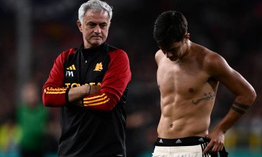 Genoa CFC v AS Roma - Serie A Jose Mourinho, head coach of AS Roma, and Paulo Dybala of AS Roma look dejected at the end