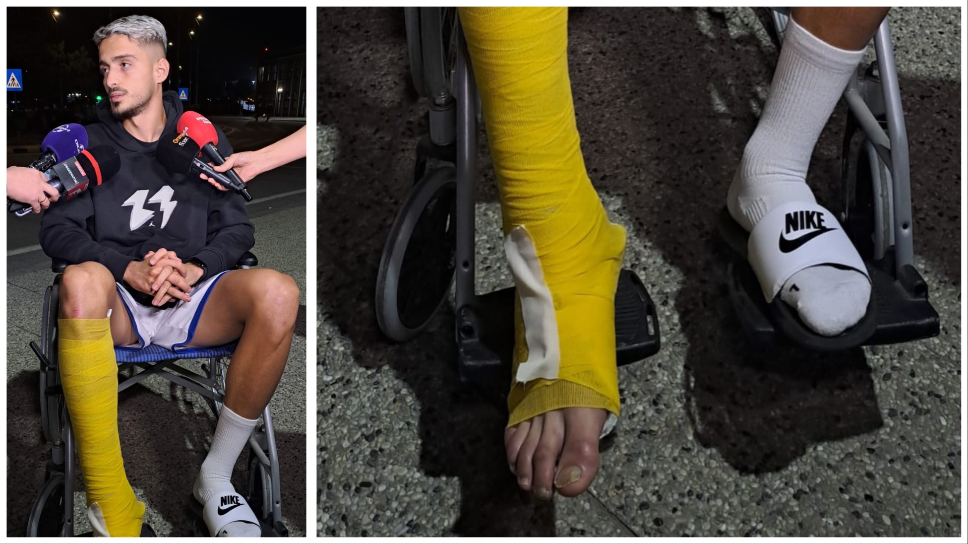 Albion Rrahmani, în scaun cu rotile, după accidentarea suferită în meciul cu Andorra