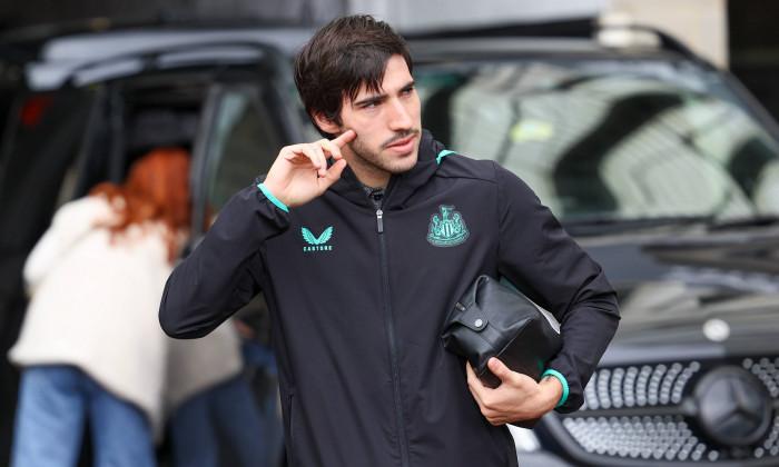 Newcastle United v Crystal Palace Premier League 21/10/2023. Sandro Tonali of Newcastle arrives before the Premier Leagu