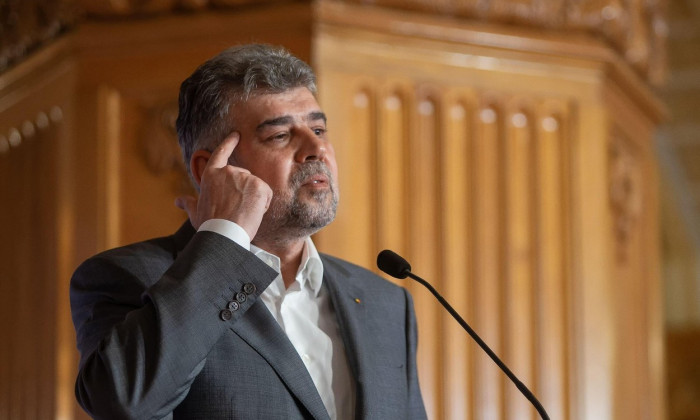 Bucharest, Romania. 2st Sep, 2023: Marcel Ciolacu, president of Social Democratic Party (PSD) and Romanian prime minister, speaks during a press conference after the meeting of the National Political Council of the party. Credit: Lucian Alecu/Alamy Live N