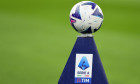 Tim Seria A ball and the logo during the Italian Serie A football match AC Milan vs Bologna at San Siro stadium in Milan, Italy on 27/08/22