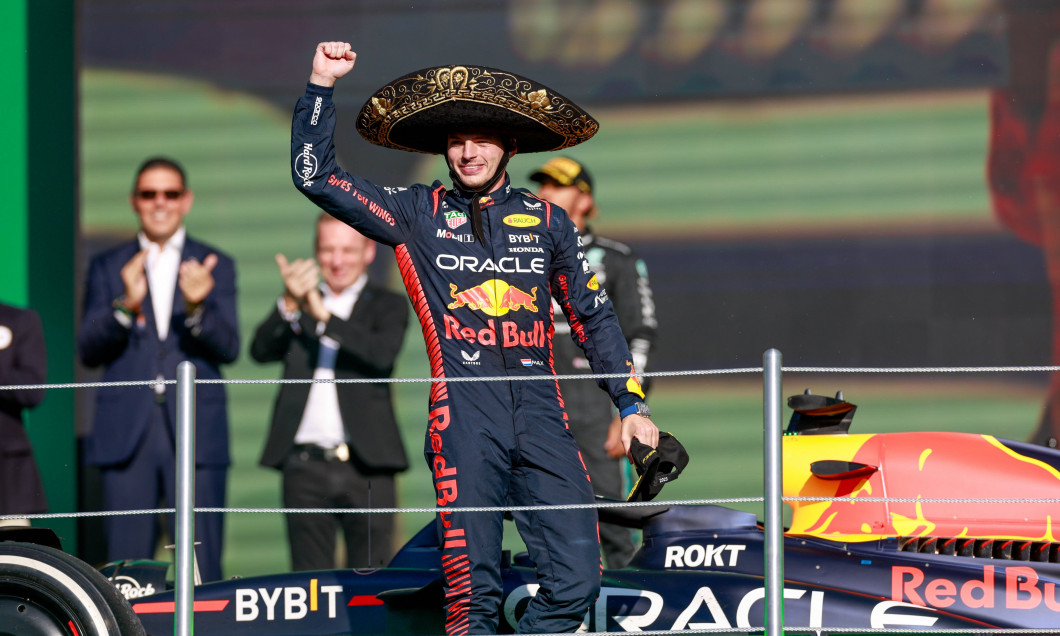 VERSTAPPEN Max (ned), Red Bull Racing RB19, portrait podium during the 2023 Formula 1 Grand Premio de la Ciudad de Mexic