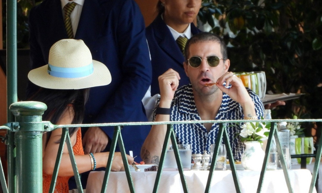 *EXCLUSIVE* Former footballer Cesc Fàbregas enjoys lunch with his wife Daniella Semaan while on holiday in Portofino