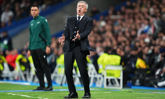 ESP: Real Madrid v SC Braga. UEFA Champions League match, Group C, date 4 Real Madrid head coach Carlo Ancelotti reacts