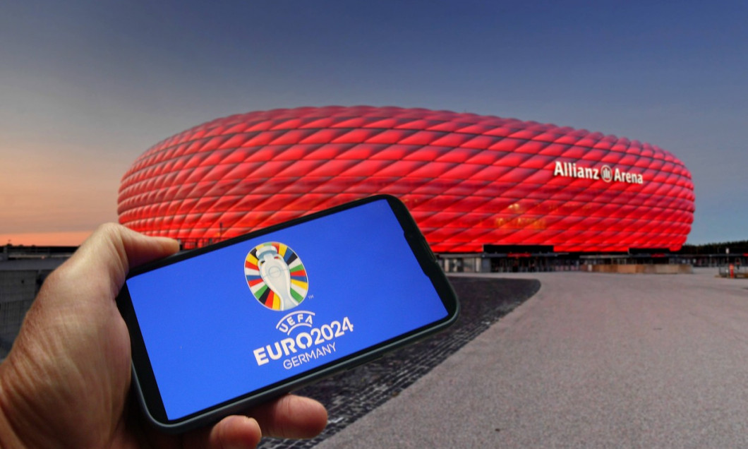 FOTOMONTAGE:Themenfoto UEFA EURO, EM, Europameisterschaft,Fussball 2024 Germany. Uebersicht ,Stadionuebersicht ohne Zusc