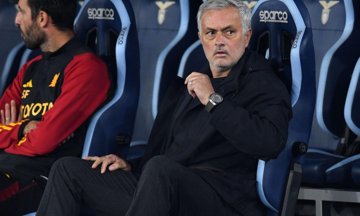 Rome, Lazio. 12th Nov, 2023. Roma trainer Jose Mourinho during the Serie A match between Lazio v Roma at Olympic stadium, Italy, November 12th, 2023. Credit: massimo insabato/Alamy Live News