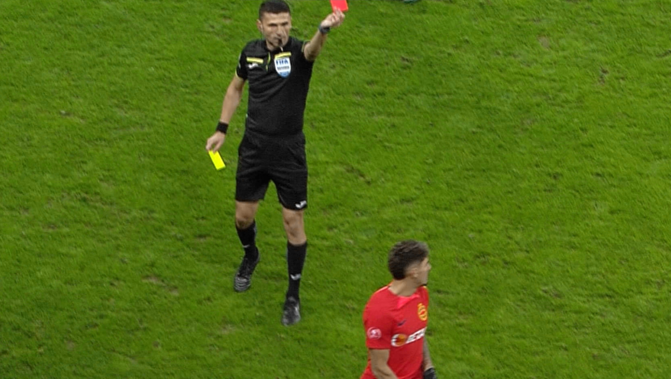 Ce riscă Florinel Coman după ce a luat intenționat cartonaș roșu în meciul FCSB - Oțelul! ”Sancțiunile sunt foarte mari”