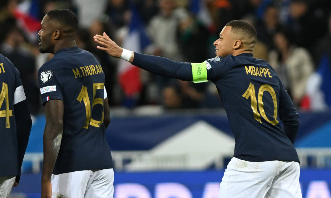 MARCUS THURAM, KYLIAN MBAPPE, UEFA EURO, EM, Europameisterschaft,Fussball 2024 Qualifying, France-Gibraltar 14-0, jubel,