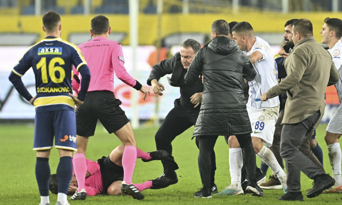 MKE Ankaragucu President Faruk Koca punches referee Halil Umut Meler