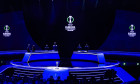 Monaco, Monaco - September 1: UEFA Europa Conference League 2023/24 trophy is displayed at main stage of Grimaldi Forum