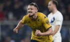 Genoa CFC v FC Internazionale - Serie A Radu Dragusin of Genoa CFC celebrates after scoring a goal a Carlos Augusto of F