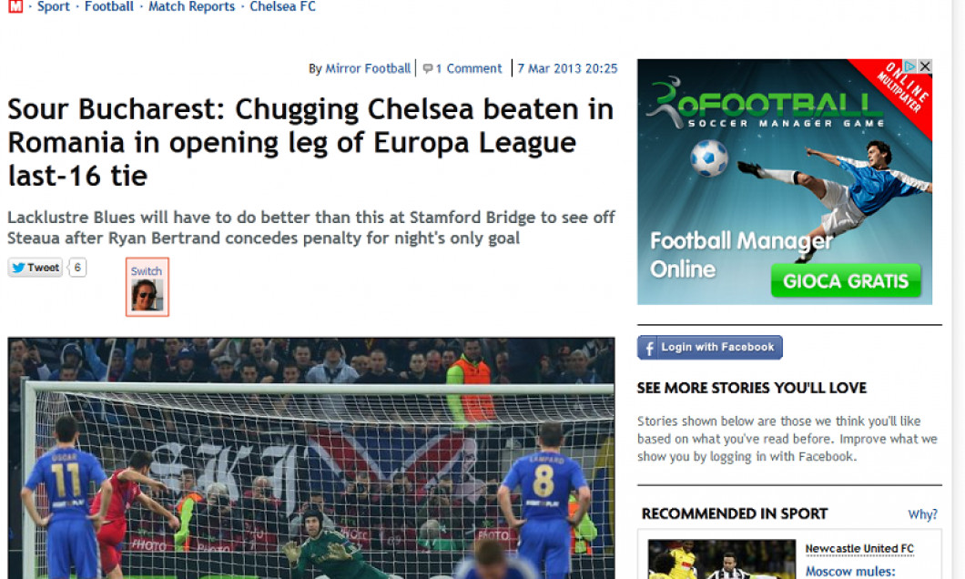 Steaua Bucharest 1-0 Chelsea - BBC Sport