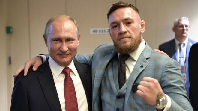 Momentul cu Vladimir Putin și Conor McGregor a devenit viral din nou! Agenții ruși, extrem de scrupuloși cu luptătorul